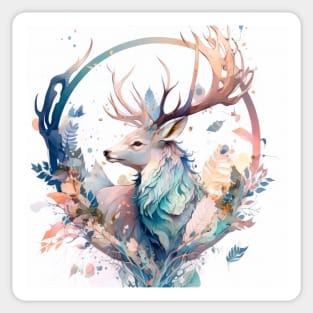 Stag Deer Portrait Animal Painting Wildlife Outdoors Adventure Sticker